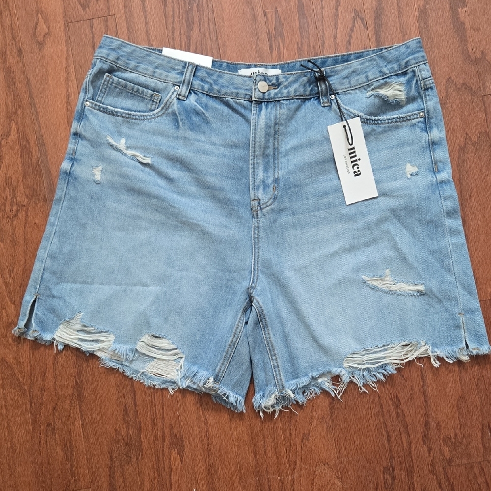 Women's Blue Distressed Jean Shorts